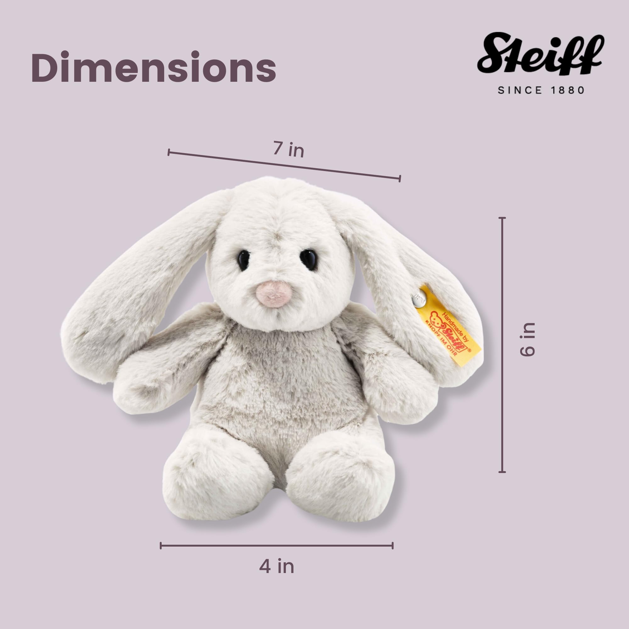 Steiff Hoppie Hase 18 cm hellgrau, PlĂĽschtier Hase mit Schlappohren, Soft Cuddly Friends, flauschiges Stofftier zum Kuscheln und Spielen