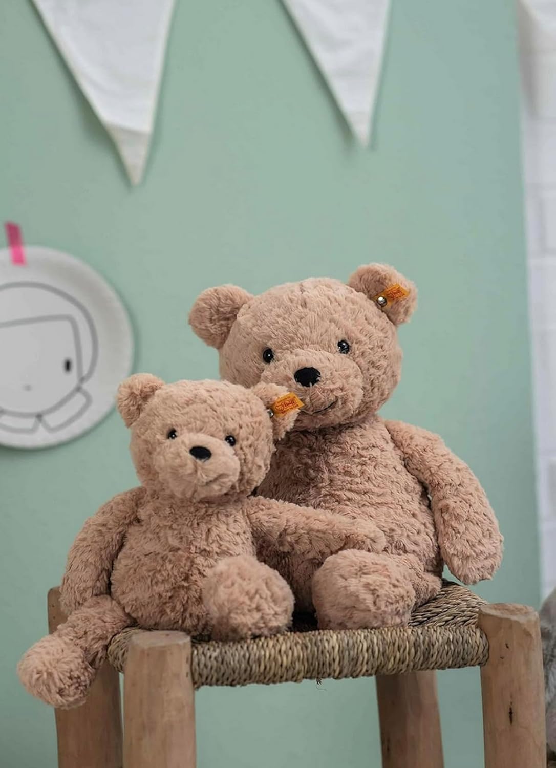 Steiff Kuscheltier Jimmy Teddybär, Süßes Stofftier mit Kunststoffaugen, Kinder, Jungen & Mädchen, Friends, Plüschtier 30 cm, Hellbraun, 113505